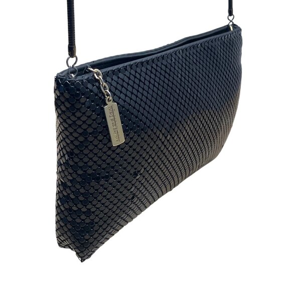 Whiting & Davis Black Metal Mesh Snake Chain Strap Crossbody Bag Sz S - Picture 3 of 10
